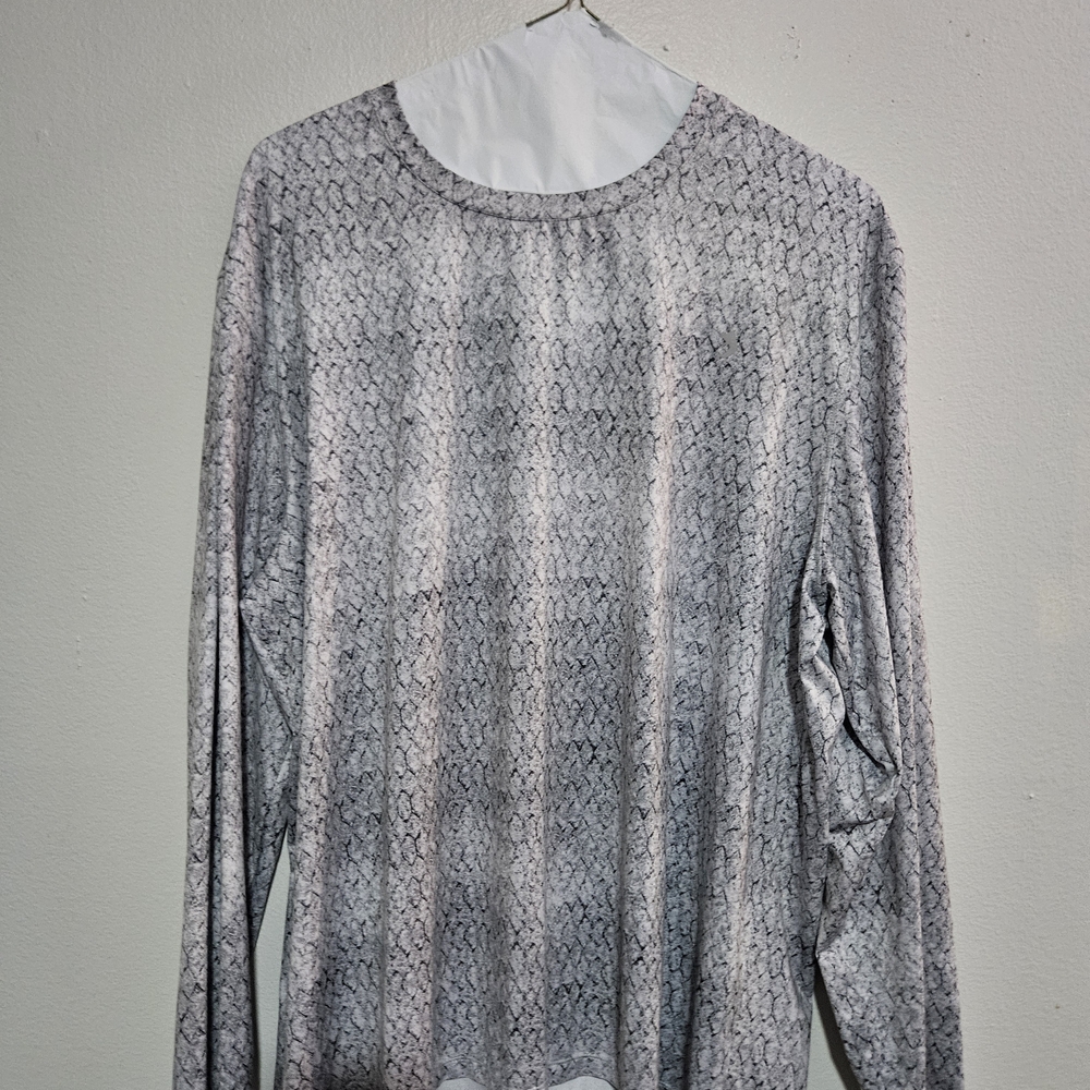 Men's Reel Legends Outfitters Light Gray Snake-Print Long Sleeve Top XLG Cooling